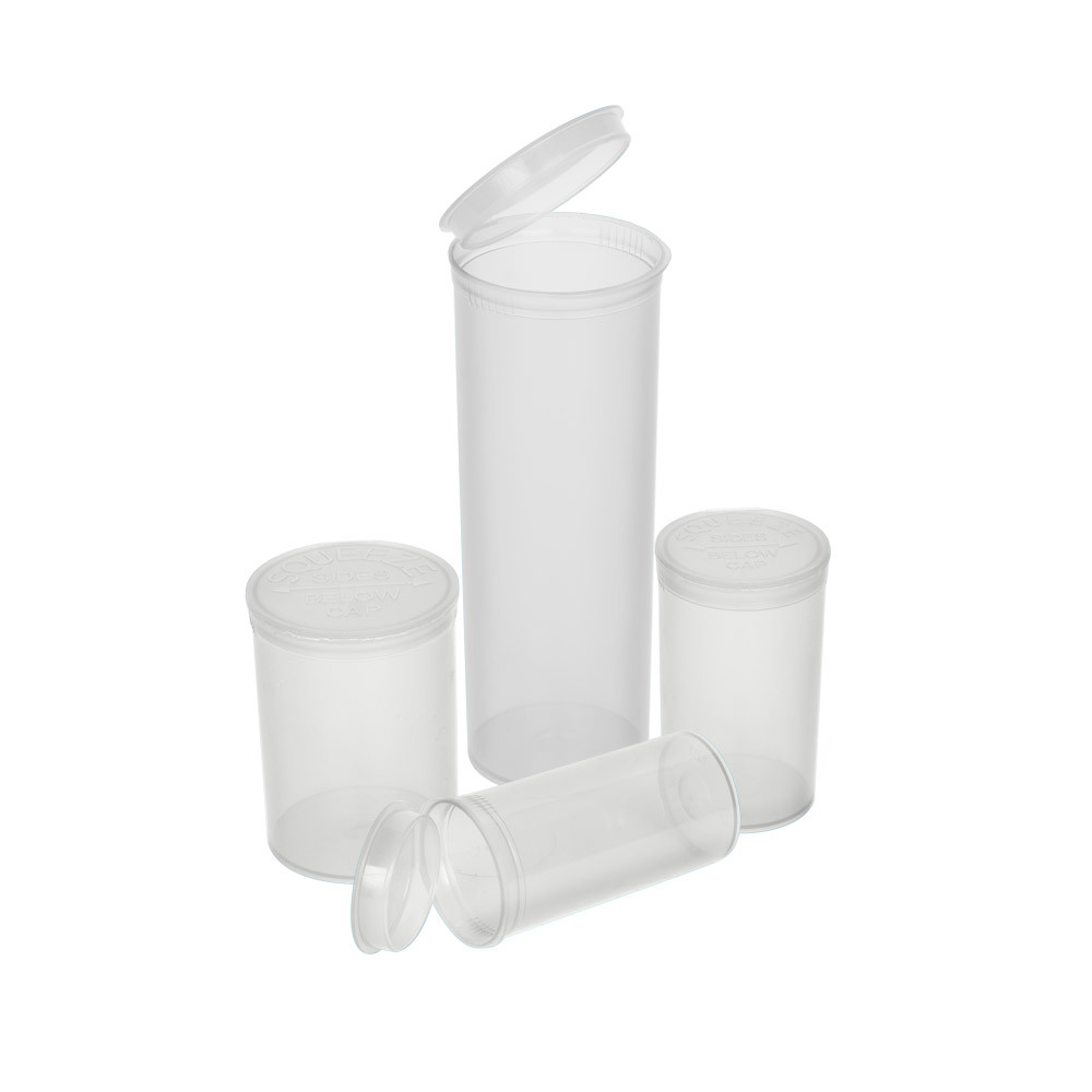 Hinge Top Containers, Natural Polypro Child Resistant PharmacyPlastic Squeeze Top® Vials