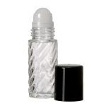 30 ML (1 oz) Roll on Swirl Glass Bottle With Black Caps