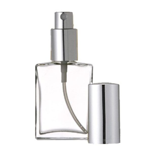 60ML FLAT SQUARE BOTTLE WITH SILVER SPRAY CAP