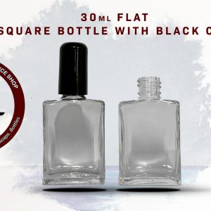 30ML FLAT SQUARE BOTTLE WITH BLACK CAP