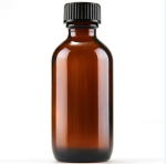 60 ML Boston Round Amber Glass Bottle With Black Screw Rubber Cone Caps