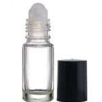 5ml Roll on Plain Bottle with Housing Ball and White Caps,