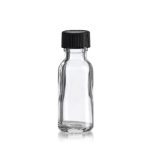 15ml Boston Round Clear Glass Bottle With Black Screw Rubber Conne Cap, - Image 3
