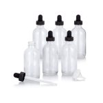 Boston Round 30 ML (1 OZ) Clear Glass Round Bottles with Black Bulb Glass Droppers