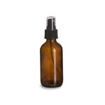 30ml Boston Round Amber, Empty Glass Bottle with Black Fine Mist Spray Pump