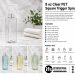 8 oz Clear PET Square W/ Trigger Spray