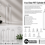8 oz Clear PET Cylinder Bottle | Cosmetic Packaging